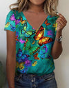 O Neck Leopard Print Short Sleeve Pullover T Shirt