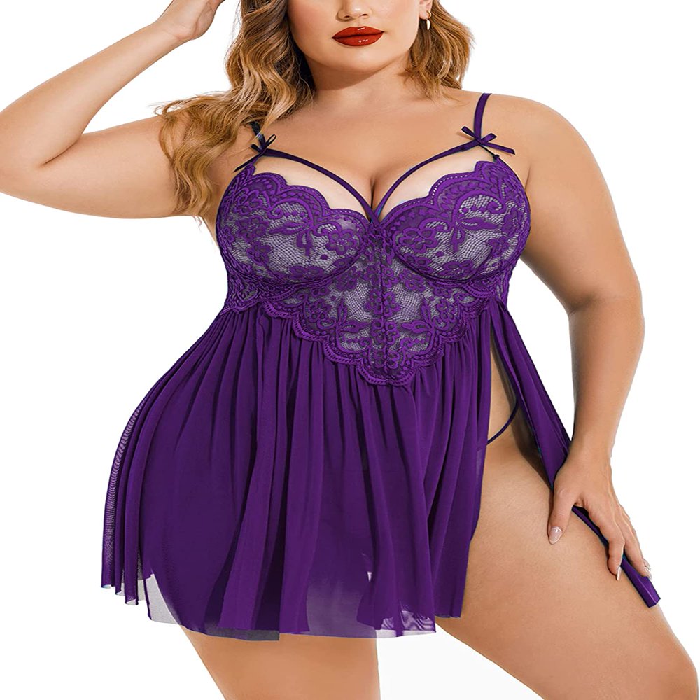 Plus Size Lace Set Chemise Nightgown