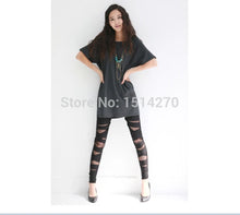 Load image into Gallery viewer, Sexy See-Through Stripe Cross Tie Up Nine Point Bandage Leggings
