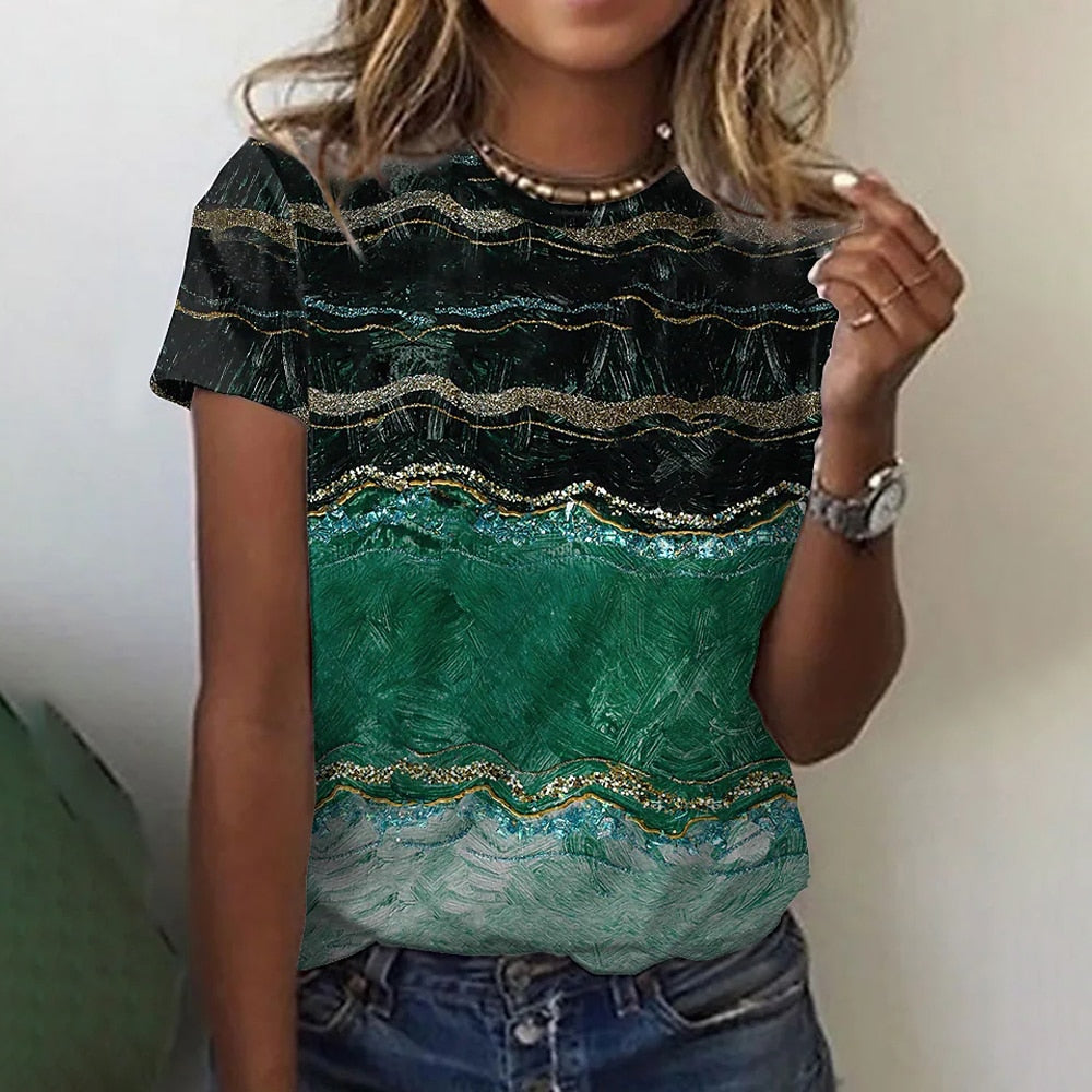 O Neck Leopard Print Short Sleeve Pullover T Shirt