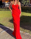 Elegant Deep V Neck Maxi Dress With Sexy Ruffles