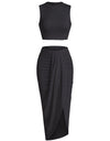 Two Piece Sleeveless Crop Top Summer Skirt