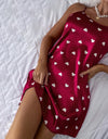 Satin Heart Print Chemise Short Nightdress