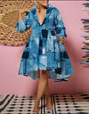 Fashion Print Loose Camouflage Irregular Dress