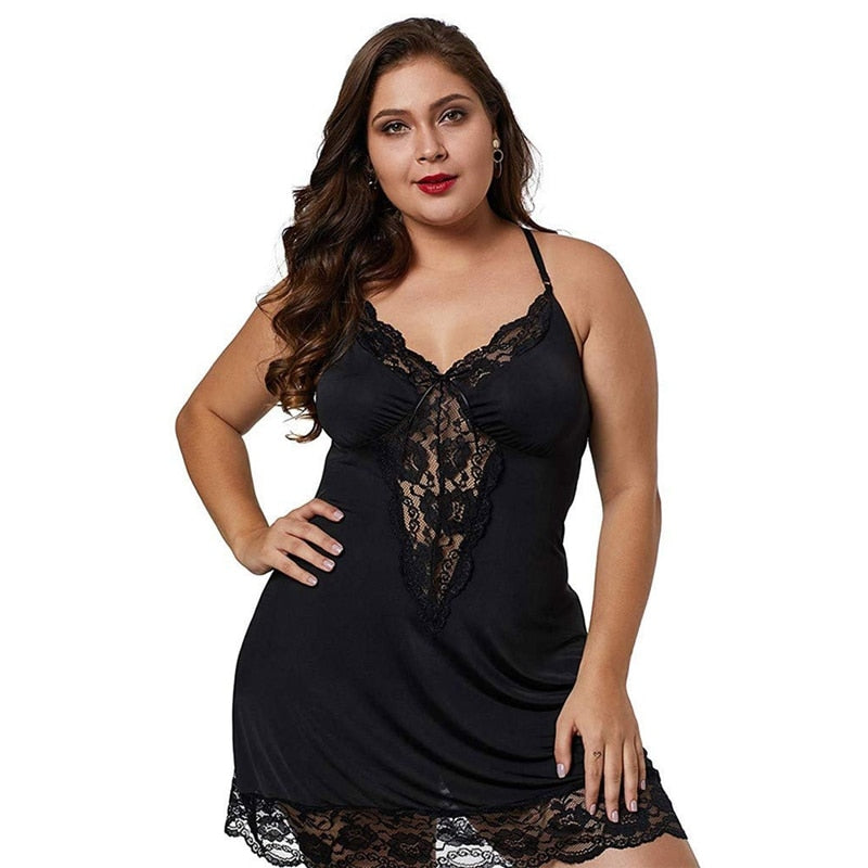 Plus Size Spaghetti Straps Lace Sexy Nightgowns