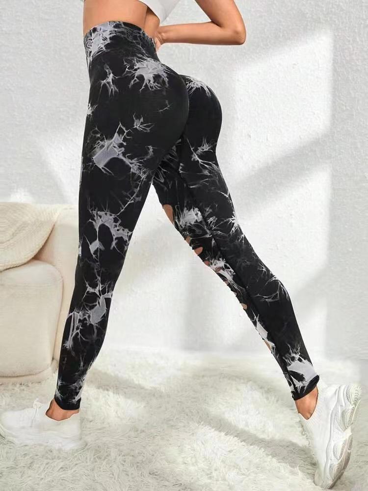 High Waist Tie Dye Hollow Out Sports/Gym Leggings