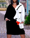 Cute Long Sleeve Printed pullover dress