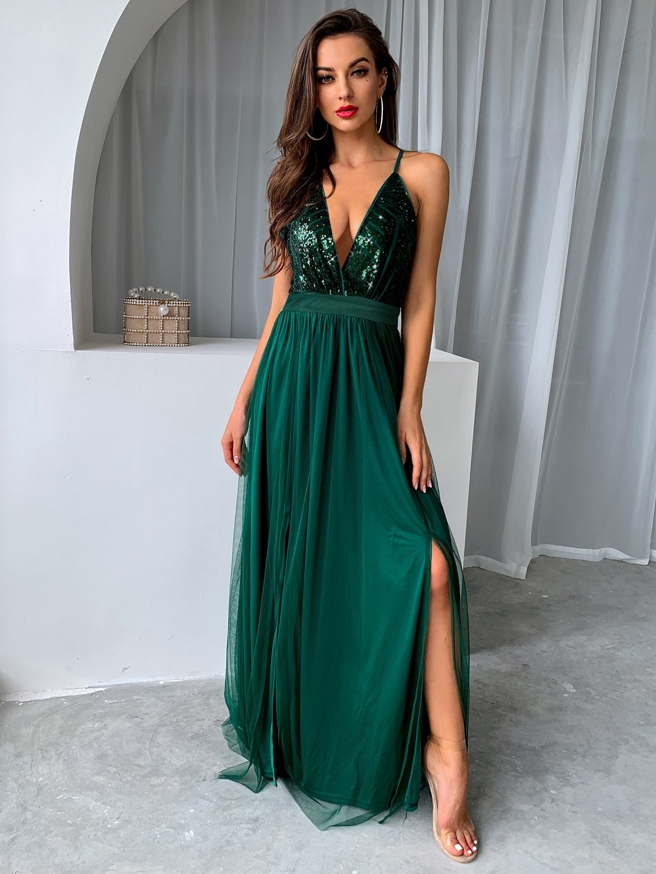 2003 Backless V-neck Maxi Dress