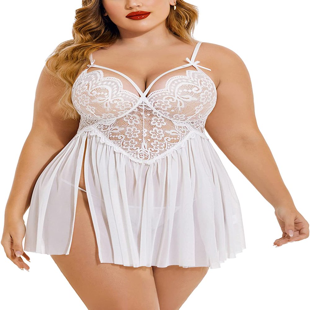 Plus Size Lace Set Chemise Nightgown