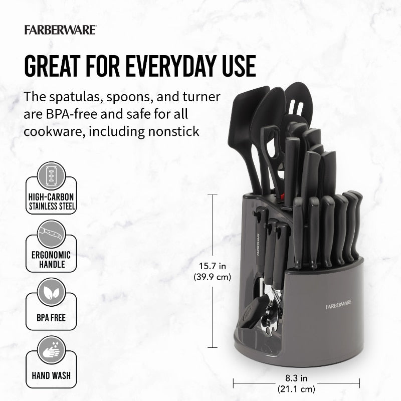 Classic 30-piece Rotating Cutlery Knife Set with Block