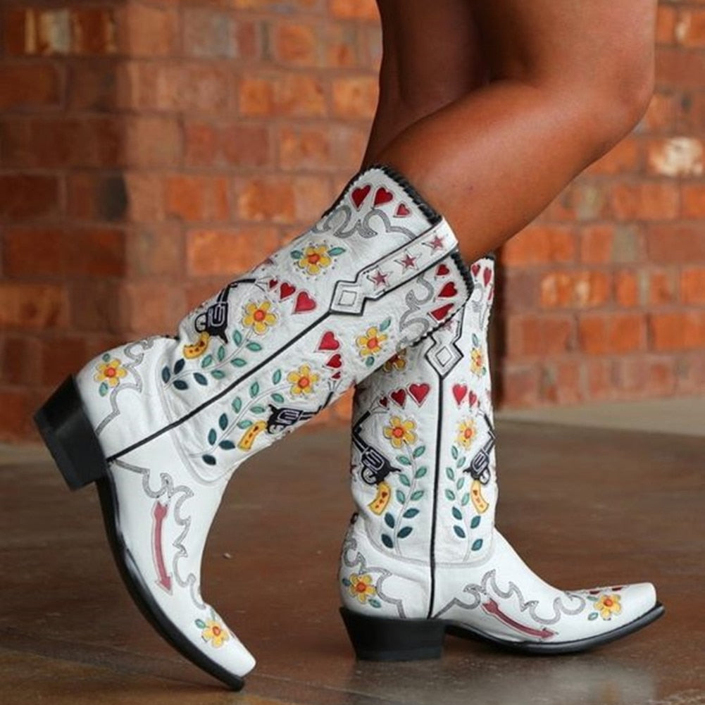 Mid Calf Western Cowgirl/cowboy Women Boots