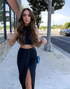 Two Piece Sleeveless Crop Top Summer Skirt