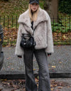 Faux Fur Coat Long Sleeve Front Snap-button Thick Coat
