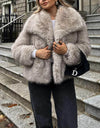 Faux Fur Coat Long Sleeve Front Snap-button Thick Coat