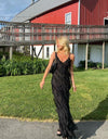 Elegant Deep V Neck Maxi Dress With Sexy Ruffles