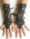 Lace Flower Hollow Fishnet Fingerless Gloves