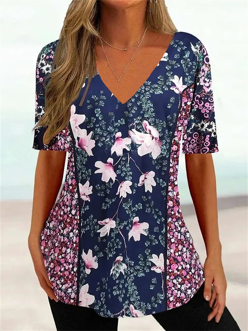 Simple 3d Fashion V-neck T-shirt