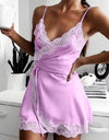 Silk Satin Lace Robe Nightdress