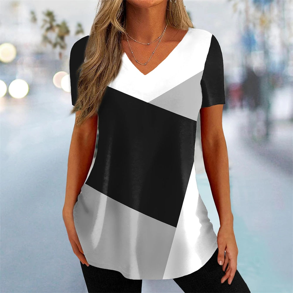 Simple 3d Fashion V-neck T-shirt