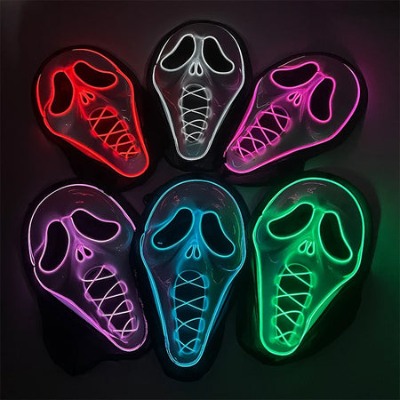 Ghost Face Mask Led Glowing in the dark Halloween Cosplay