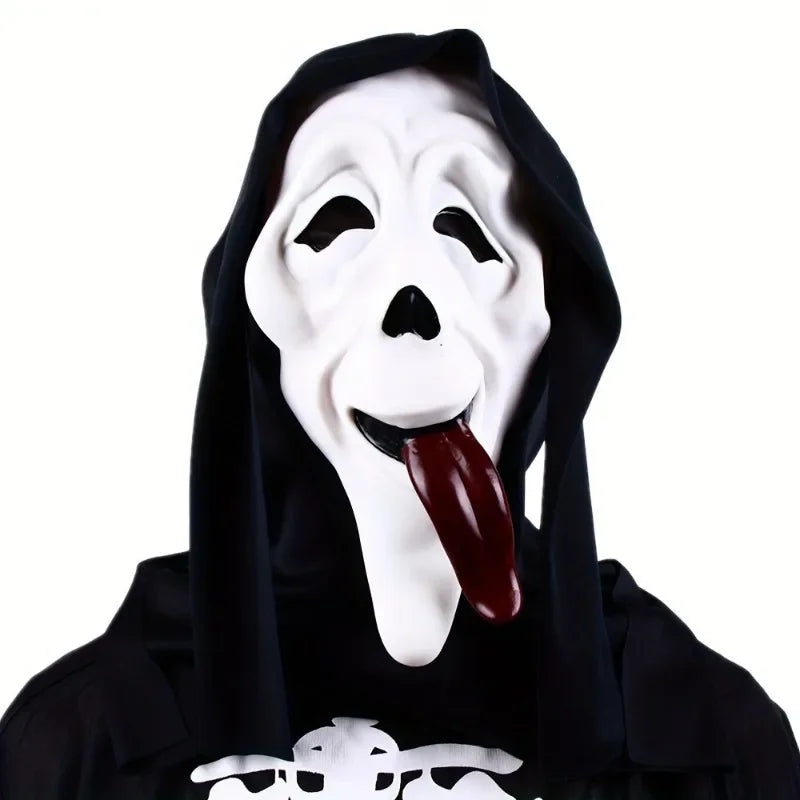 long-tongued ghost mask, natural latex full-face mask