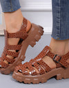 Band Cross-tied Platform Square Heel Shoes