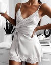 Silk Satin Lace Robe Nightdress