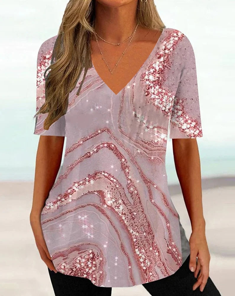 Simple 3d Fashion V-neck T-shirt
