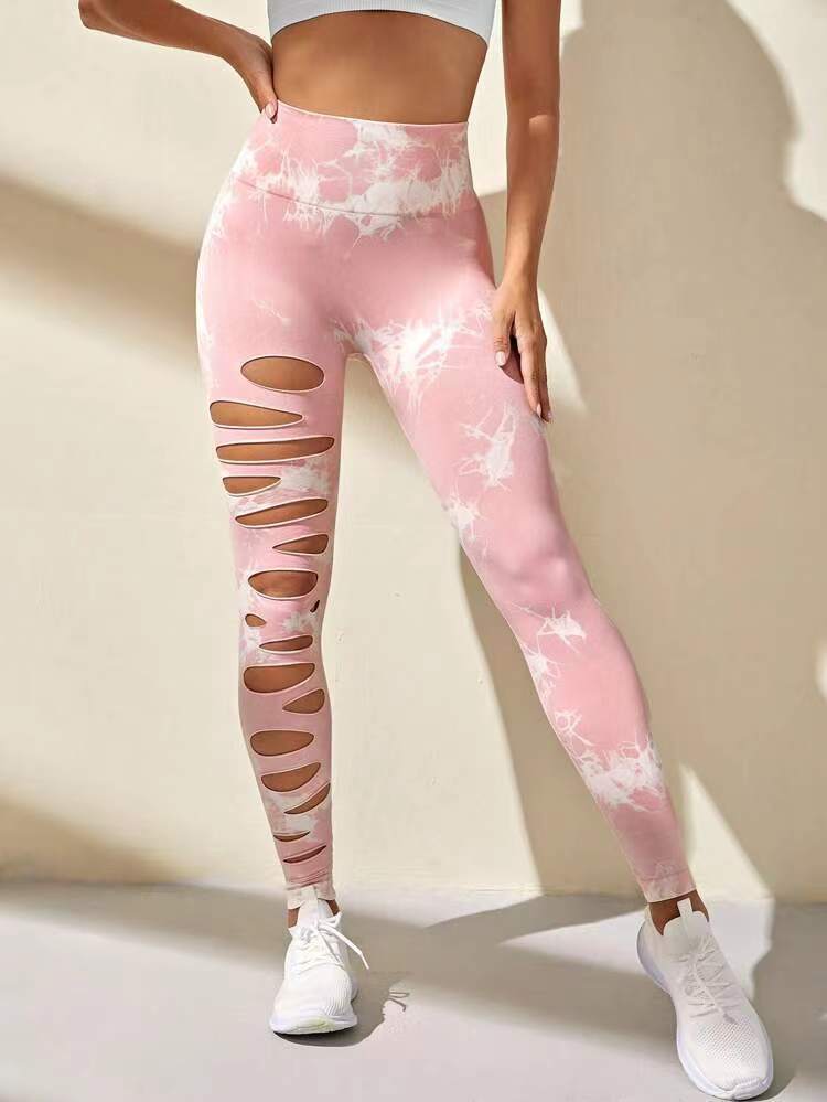 High Waist Tie Dye Hollow Out Sports/Gym Leggings