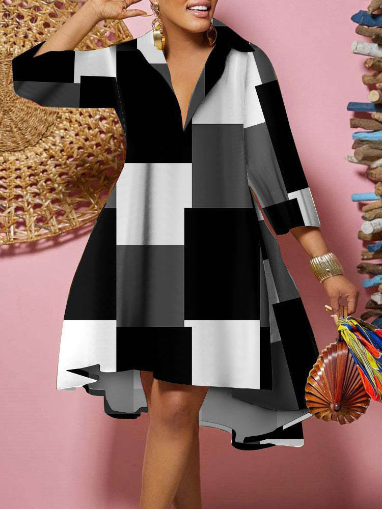 Fashion Print Loose Camouflage Irregular Dress