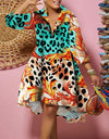 Fashion Print Loose Camouflage Irregular Dress