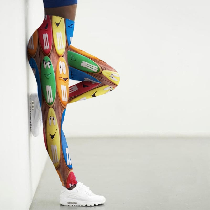 High Waist 3D Cartoon Printed Gym Yoga Leggings