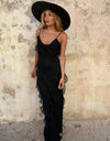 Elegant Deep V Neck Maxi Dress With Sexy Ruffles