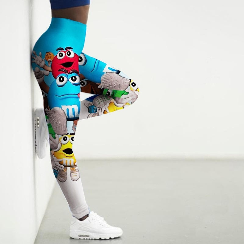 High Waist 3D Cartoon Printed Gym Yoga Leggings