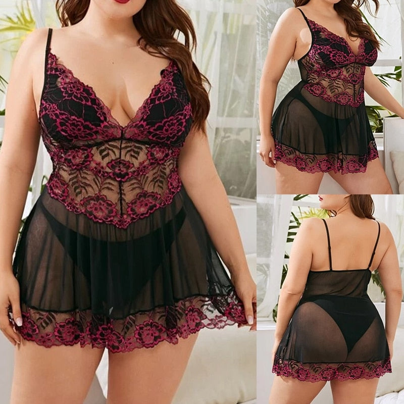 Sexy Lace Panel Sling Pajama Nightdress