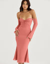 Chiffon Lace Up Halter Backless Mid-Calf Dress