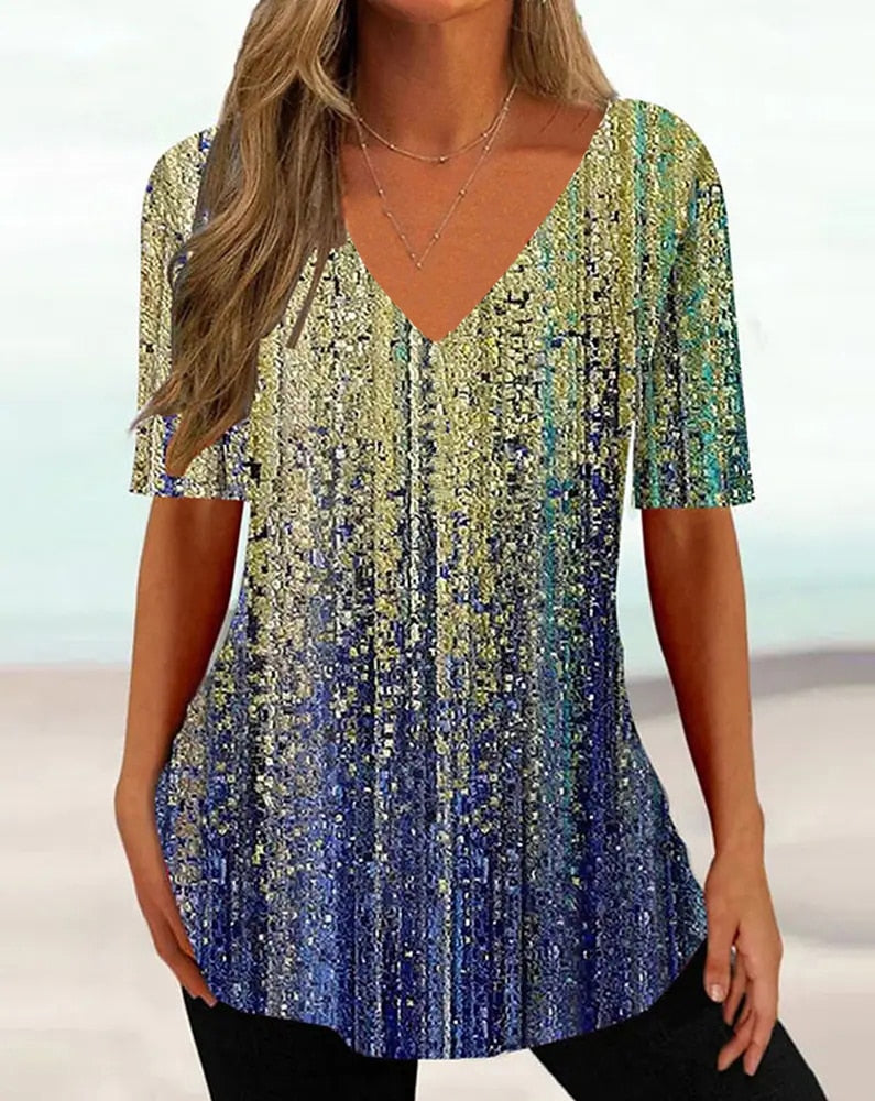 Simple 3d Fashion V-neck T-shirt
