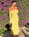 Chiffon Lace Up Halter Backless Mid-Calf Dress