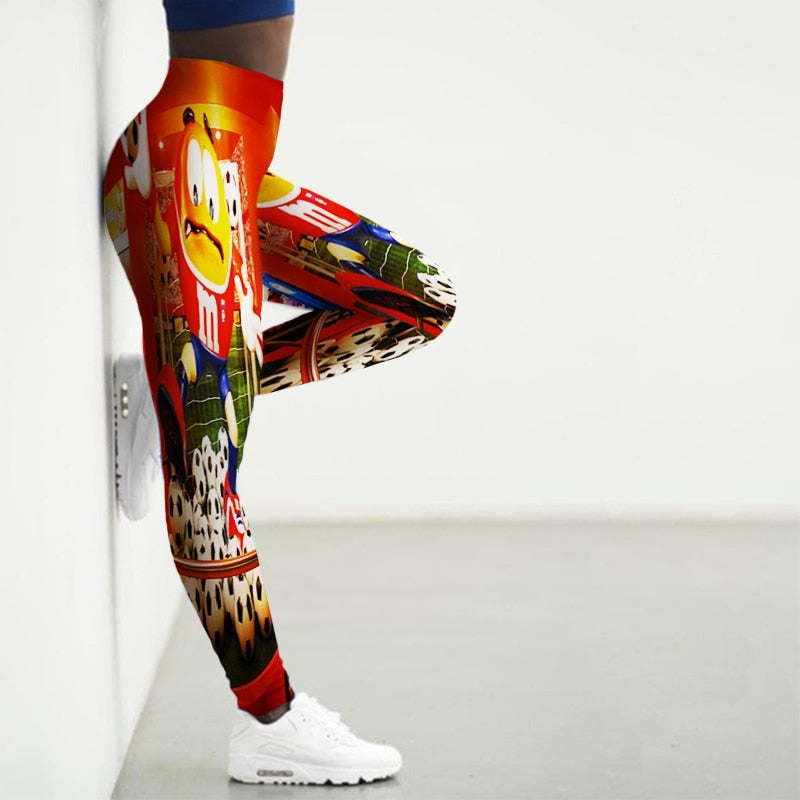 High Waist 3D Cartoon Printed Gym Yoga Leggings