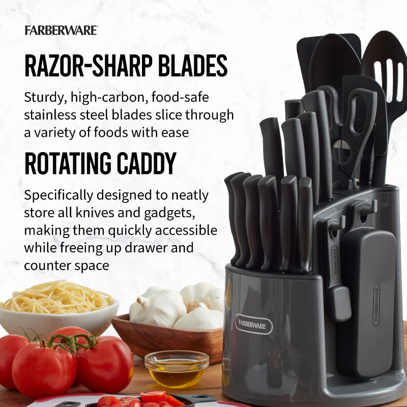 Classic 30-piece Rotating Cutlery Knife Set with Block