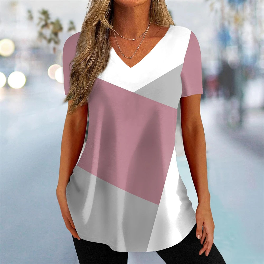 Simple 3d Fashion V-neck T-shirt