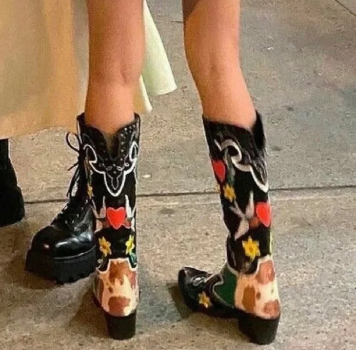 Mid Calf Western Cowgirl/cowboy Women Boots
