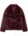 Faux Fur Coat Long Sleeve Front Snap-button Thick Coat