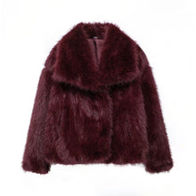 將圖片載入圖庫檢視器 Faux Fur Coat Long Sleeve Front Snap-button Thick Coat
