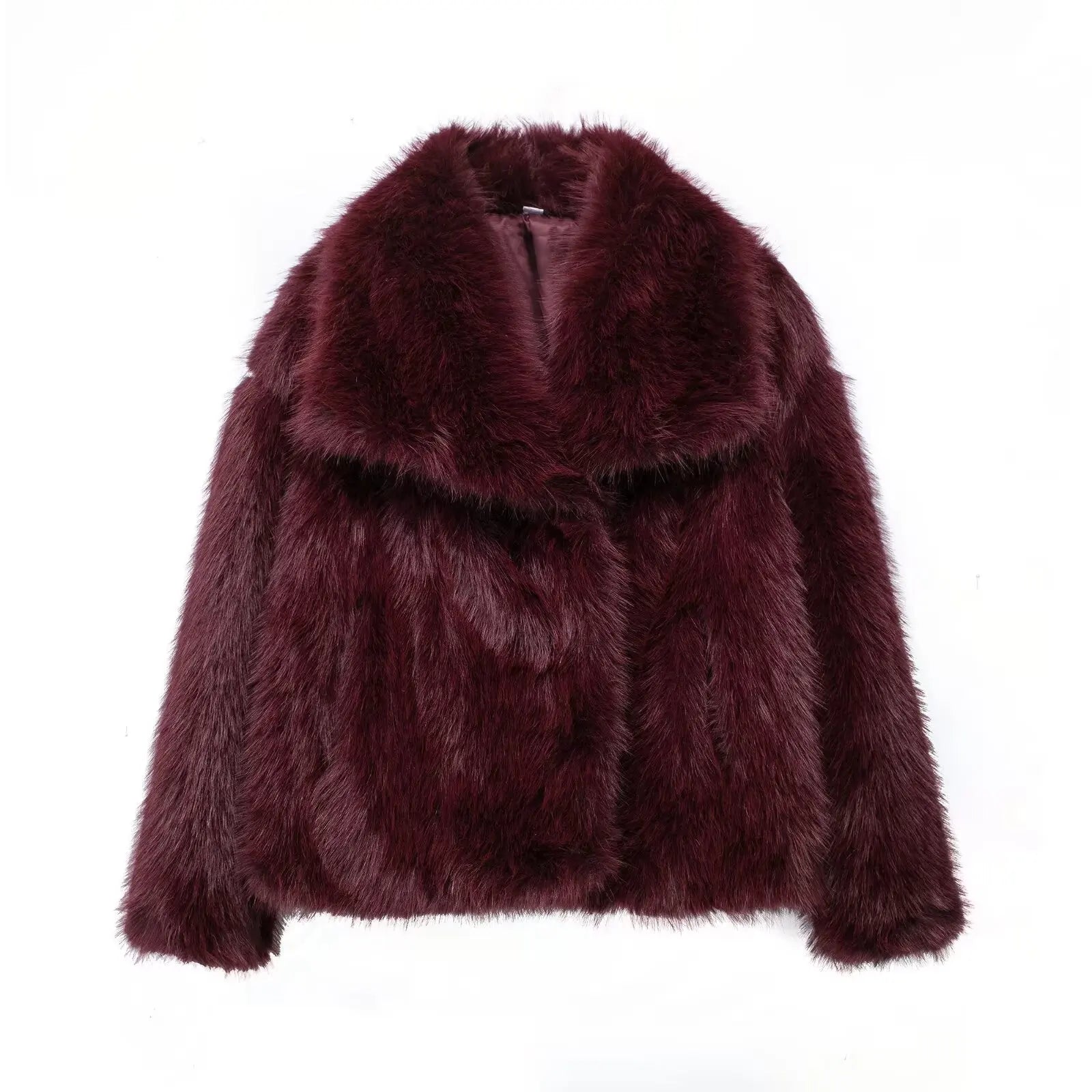Faux Fur Coat Long Sleeve Front Snap-button Thick Coat