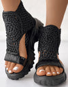 Knitted Braided Geometric Wedge Sandals
