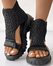 Load image into Gallery viewer, Knitted Braided Geometric Wedge Sandals
