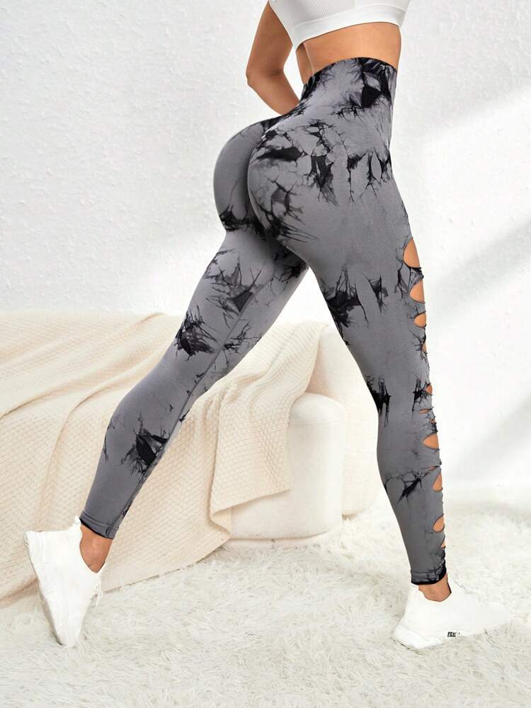 High Waist Tie Dye Hollow Out Sports/Gym Leggings