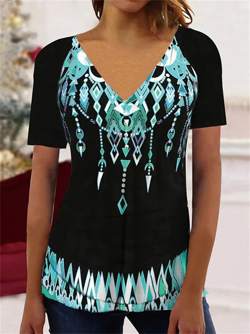 Simple 3d Fashion V-neck T-shirt