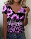 O Neck Leopard Print Short Sleeve Pullover T Shirt